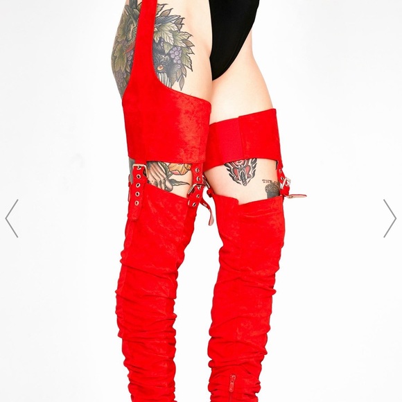 thigh high boots with waist belt